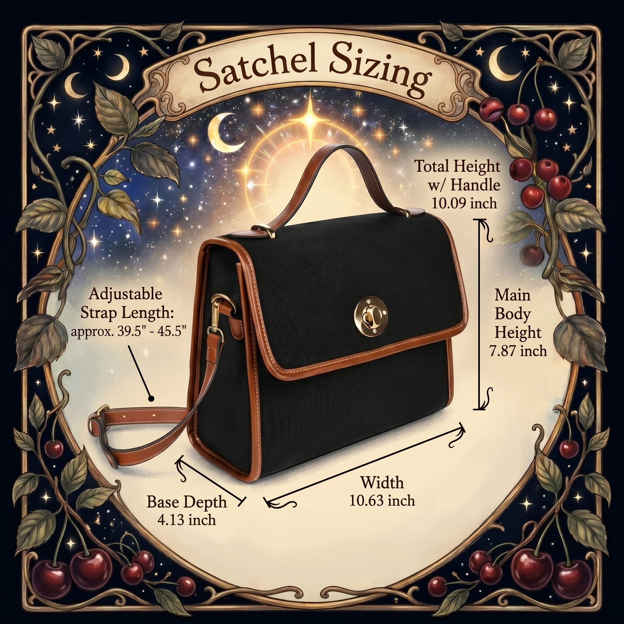 Dark Boho Celestial Satchel bag – Black Cherry Kiss
