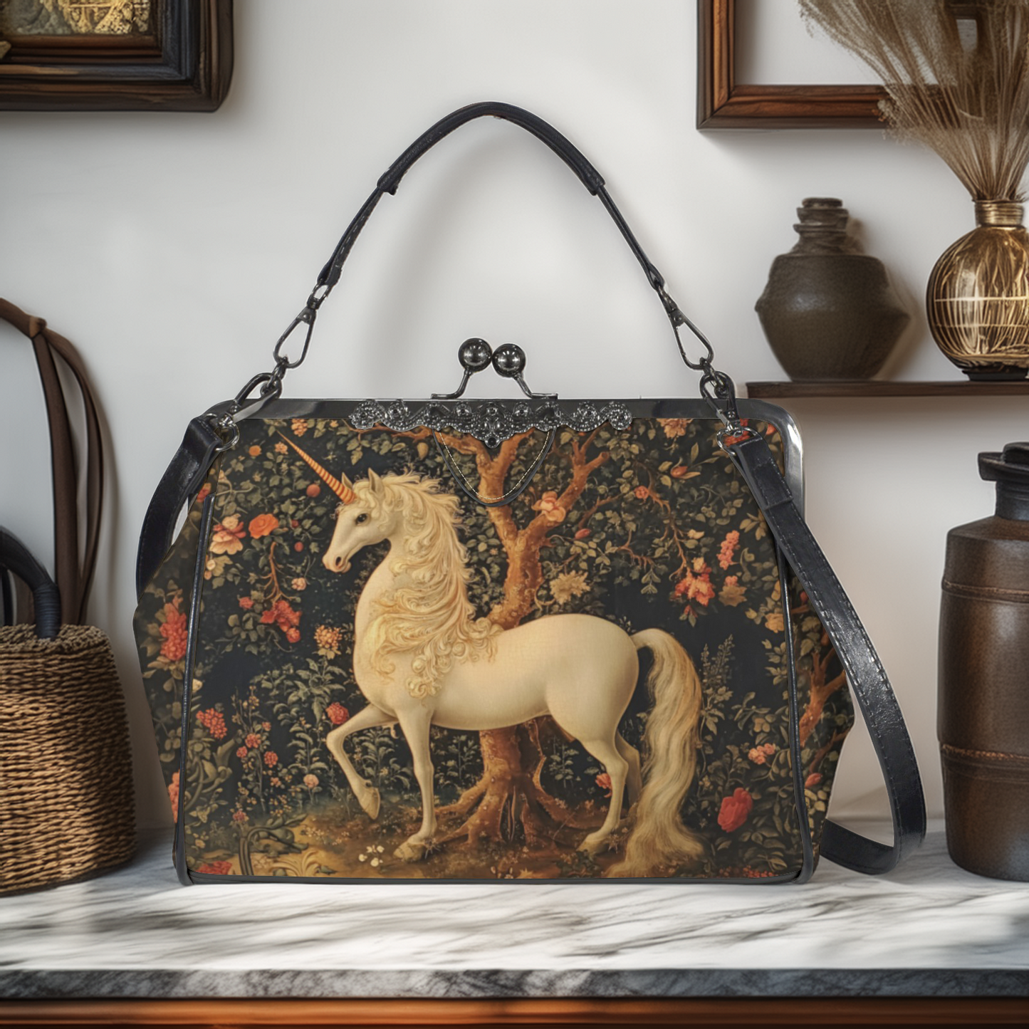 Medieval Unicorn Kisslock Bag