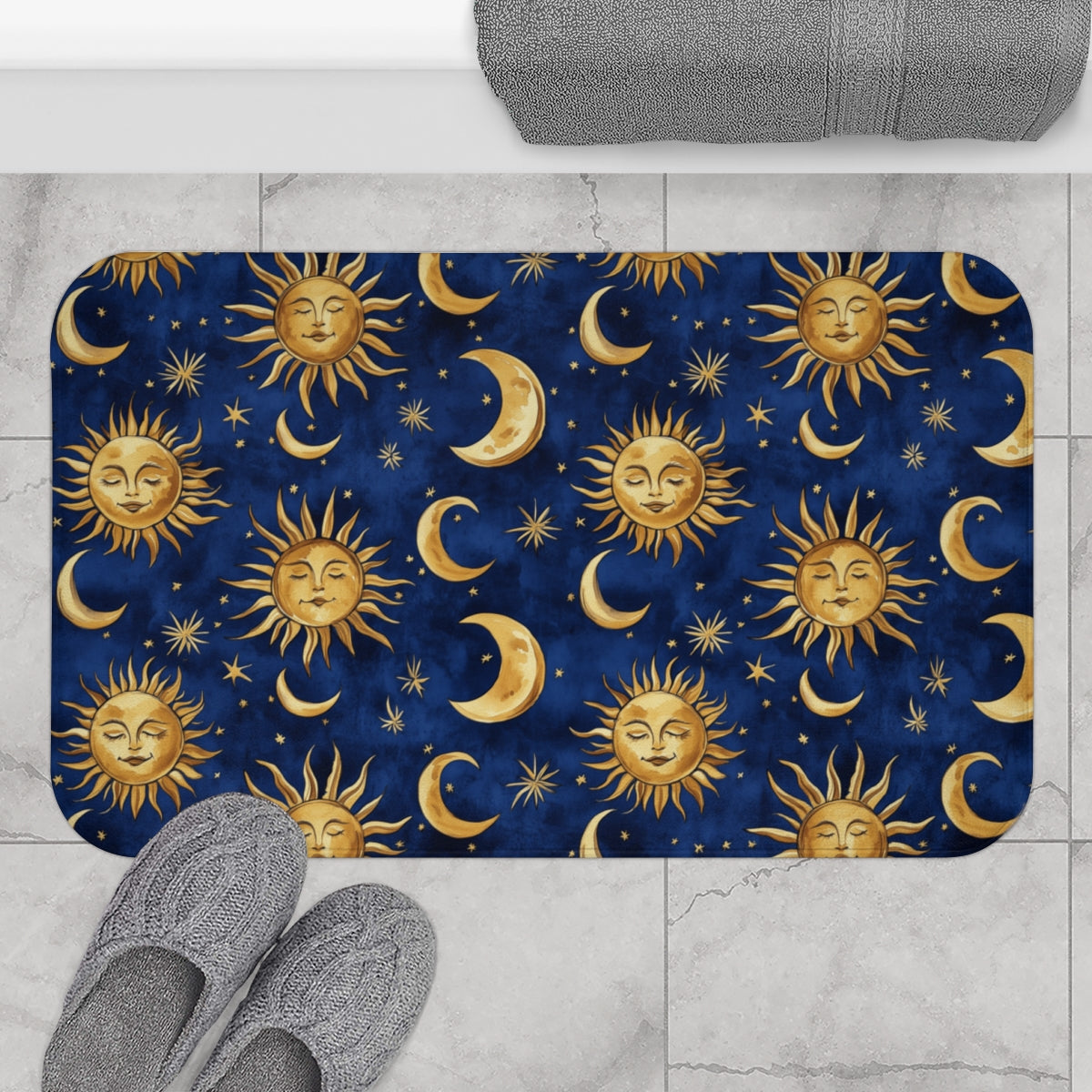 Retro 90s Whimsigoth Celestial Shower Curtain & Bath Mat Set