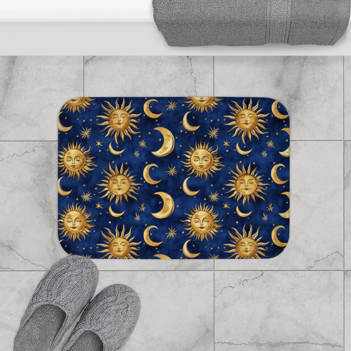 Retro 90s Whimsigoth Celestial Shower Curtain & Bath Mat Set