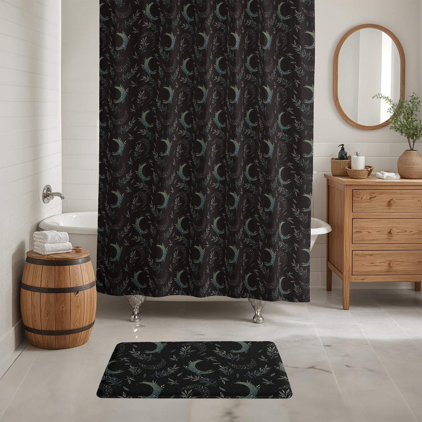 Witchy Forest Moons Shower Curtain & Bath Mat